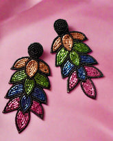 Multicoloured Long Beaded Leaf Earing