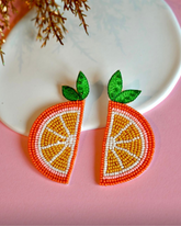 Orange Zest Burst Beaded Earing
