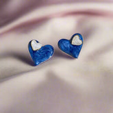 Three Way Blue-White Heart Earing